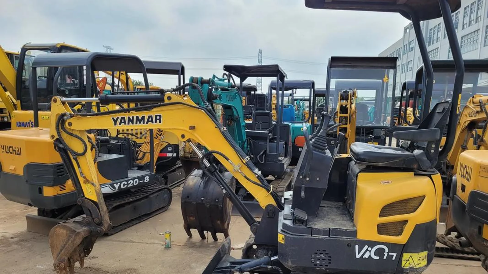 Southwest yard — used excavators ready for export